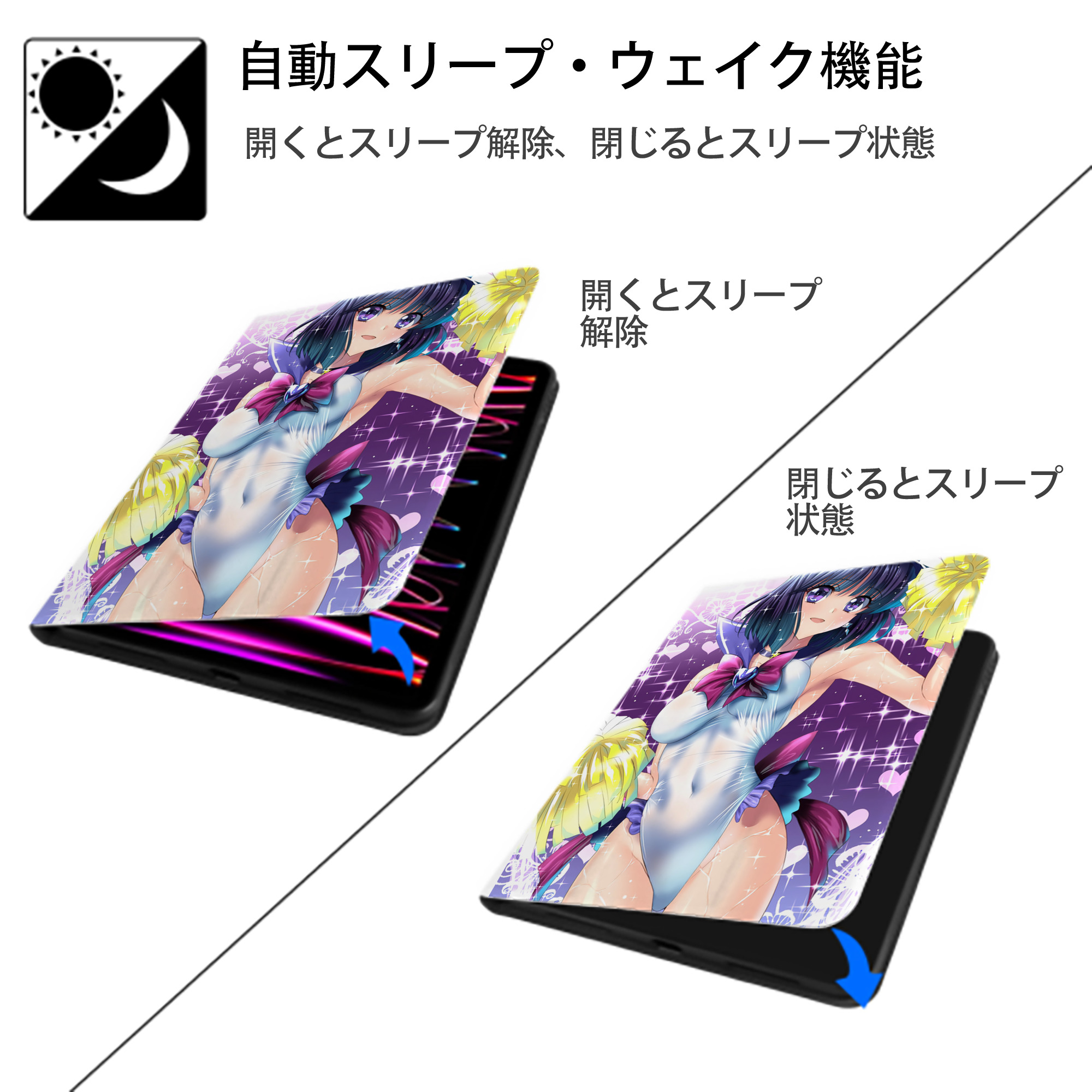 美少女戦士セーラームーン Sailor Moon IPad ケース ペン収納付き 三つ折りスタンド PUレザー×シリコン 対応機種9.5/10.5/10.9インチ