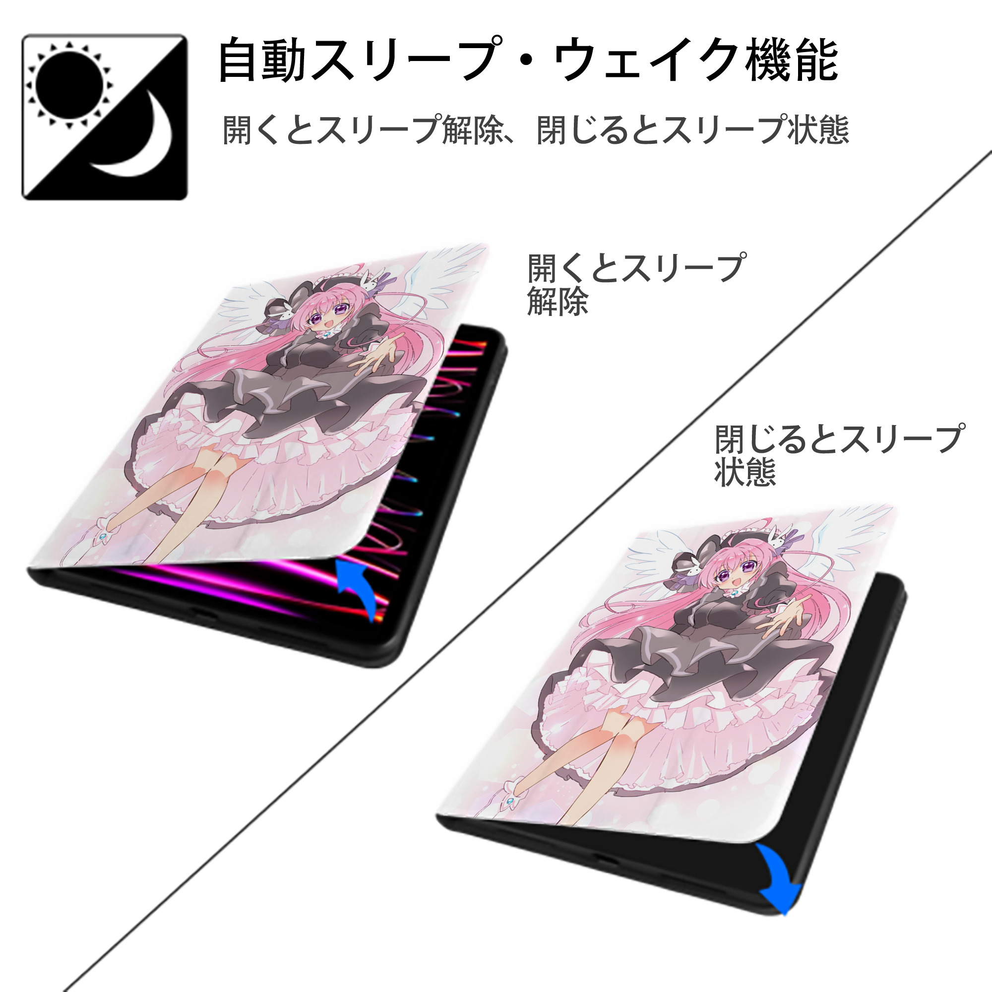 美少女戦士セーラームーン Sailor Moon IPad ケース ペン収納付き 三つ折りスタンド PUレザー×シリコン 対応機種9.5/10.5/10.9インチ