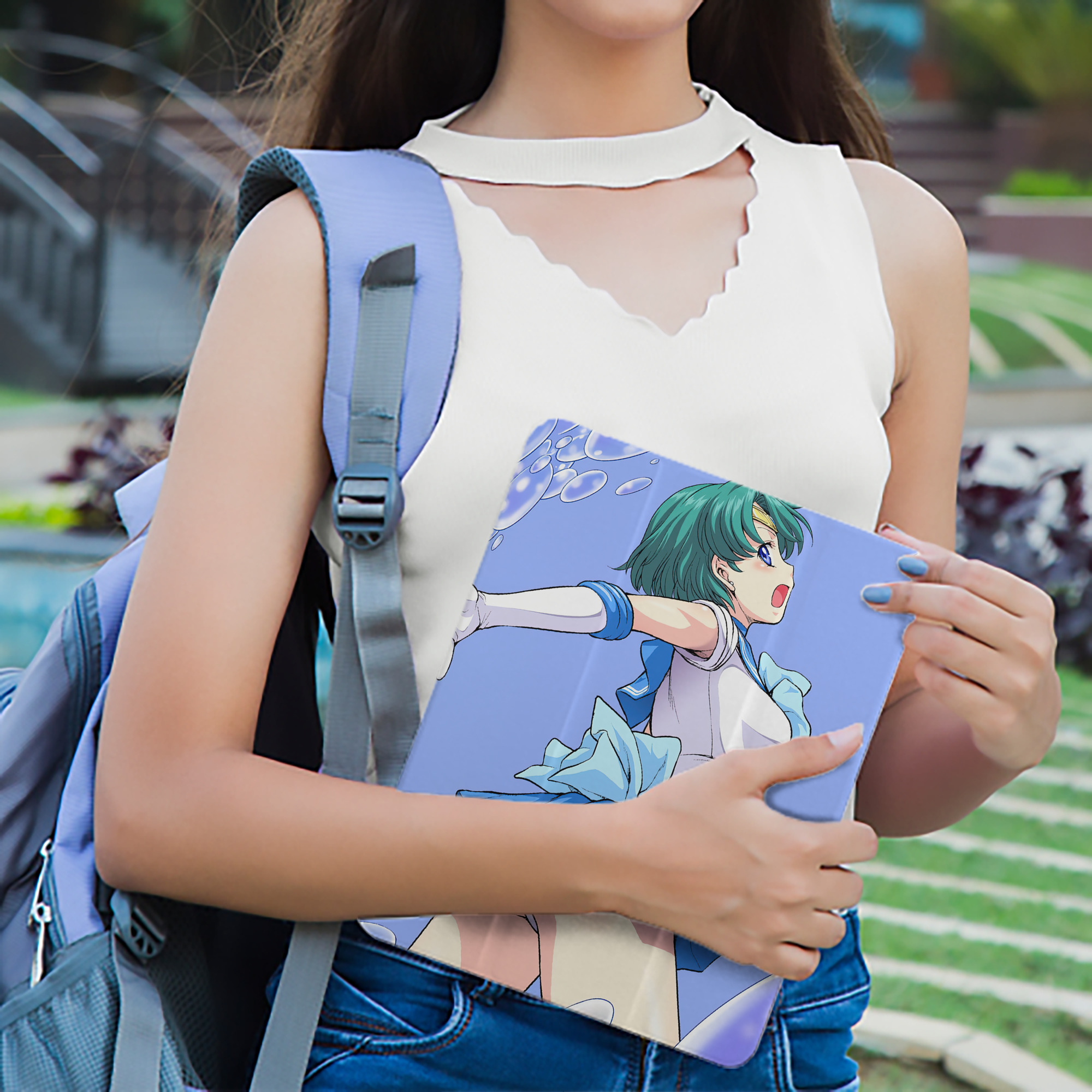 美少女戦士セーラームーン Sailor Moon IPad ケース ペン収納付き 三つ折りスタンド PUレザー×シリコン 対応機種9.5/10.5/10.9インチ