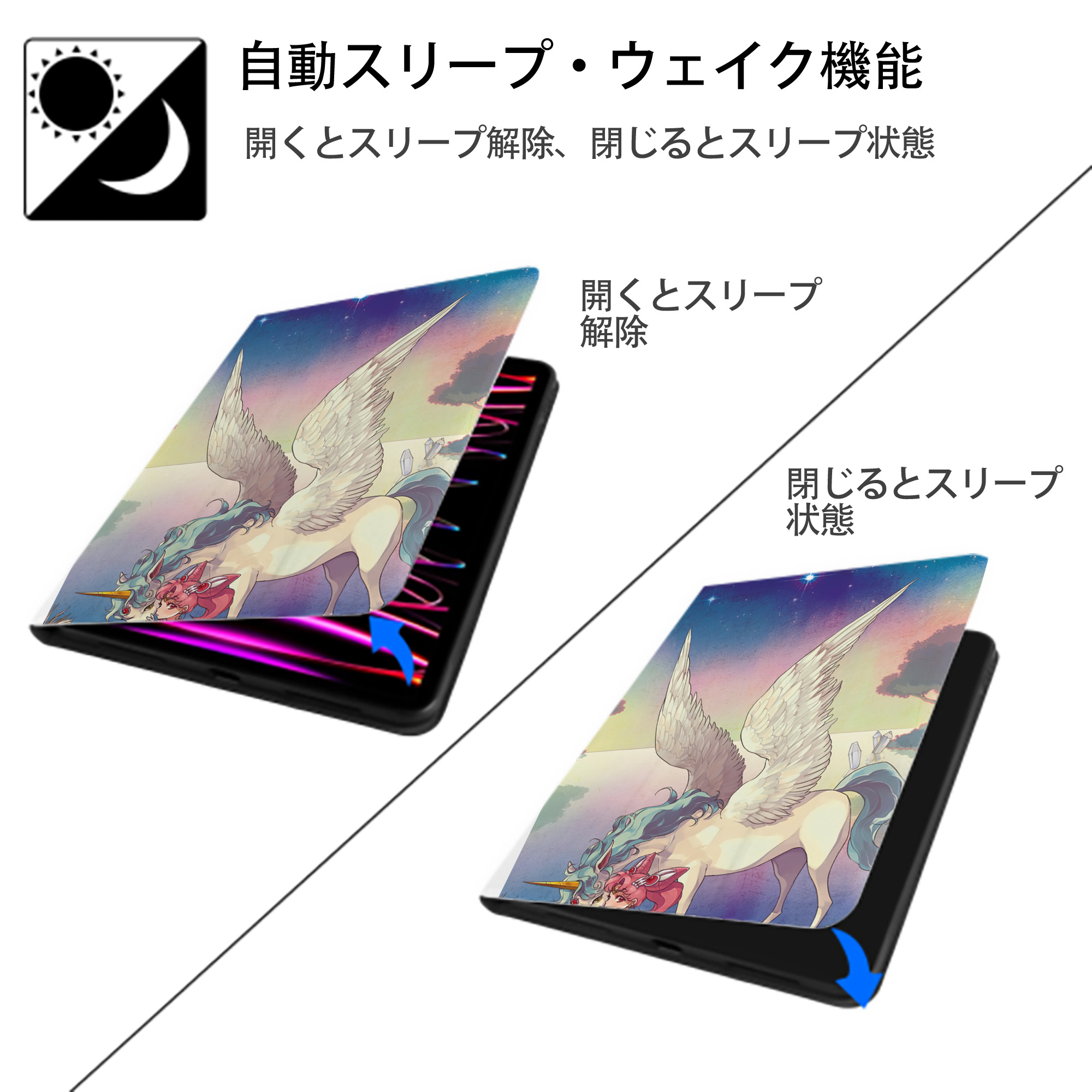 美少女戦士セーラームーン Sailor Moon IPad ケース ペン収納付き 三つ折りスタンド PUレザー×シリコン 対応機種9.5/10.5/10.9インチ