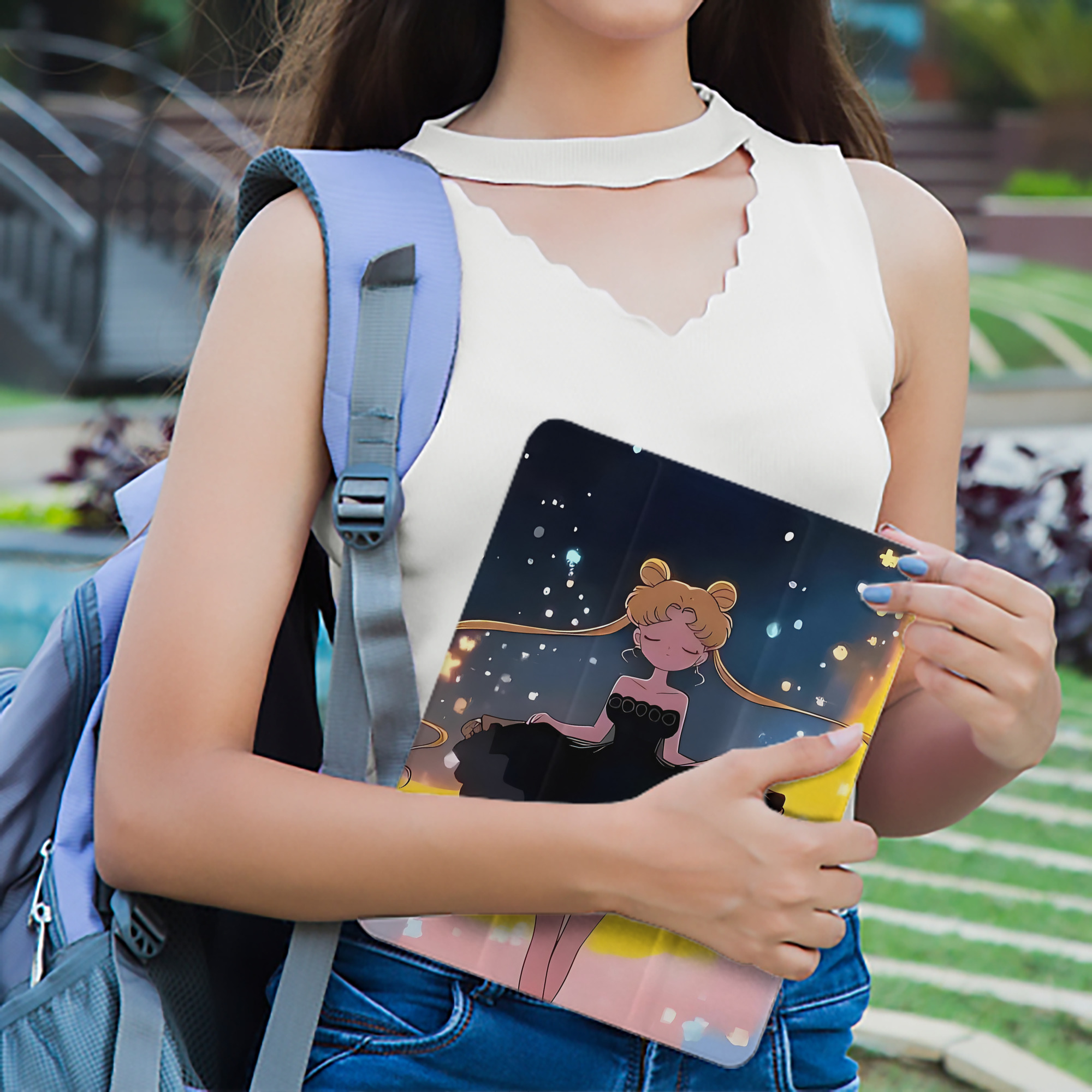 美少女戦士セーラームーン Sailor Moon IPad ケース ペン収納付き 三つ折りスタンド PUレザー×シリコン 対応機種9.5/10.5/10.9インチ