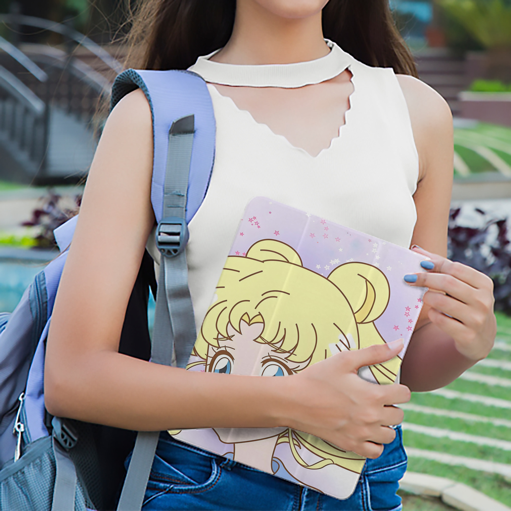 美少女戦士セーラームーン Sailor Moon IPad ケース ペン収納付き 三つ折りスタンド PUレザー×シリコン 対応機種9.5/10.5/10.9インチ