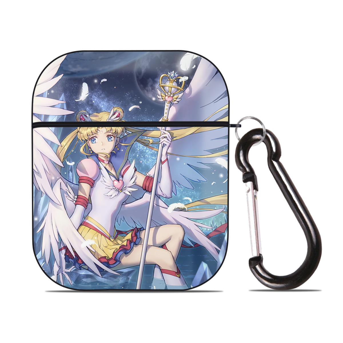 （画像用） 美少女戦士セーラームーン Sailor Moon AirPods 第2世代保護ケース ハードシェル ブラック 耐衝撃・防指紋・カラビナ付き