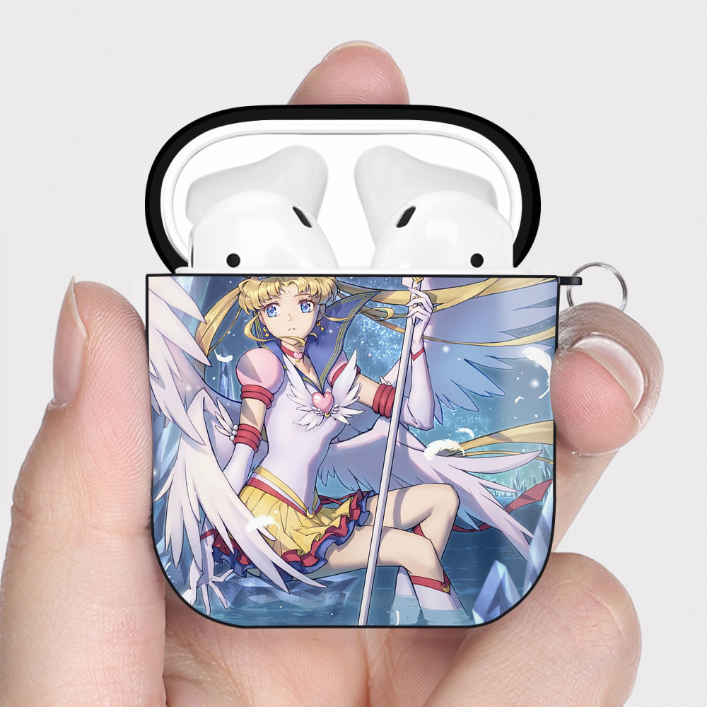 （画像用） 美少女戦士セーラームーン Sailor Moon AirPods 第2世代保護ケース ハードシェル ブラック 耐衝撃・防指紋・カラビナ付き