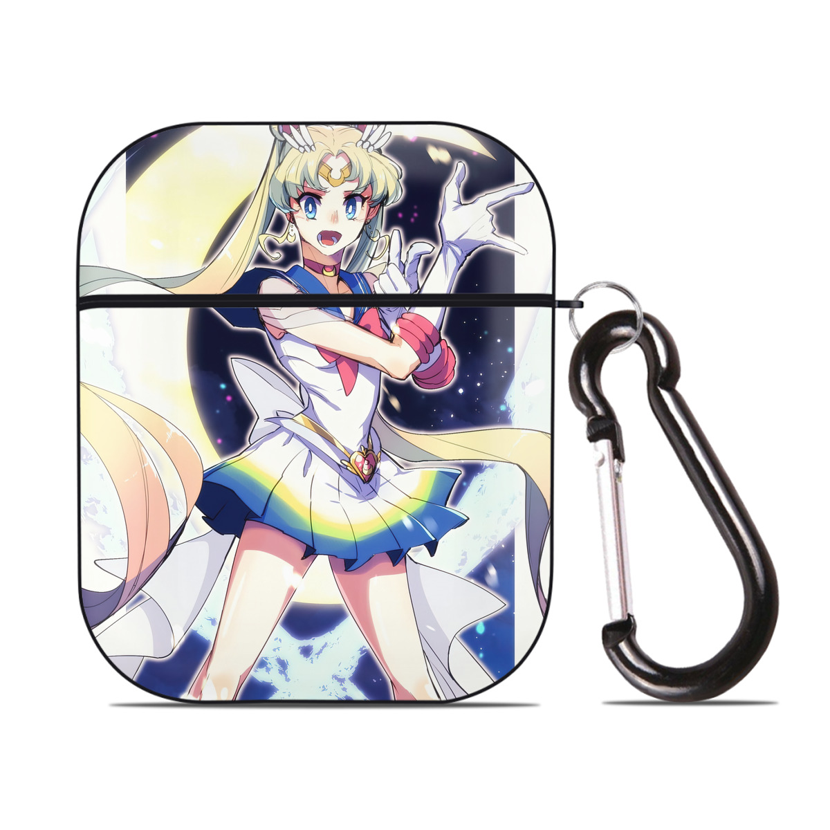 （画像用） 美少女戦士セーラームーン Sailor Moon AirPods 第2世代保護ケース ハードシェル ブラック 耐衝撃・防指紋・カラビナ付き