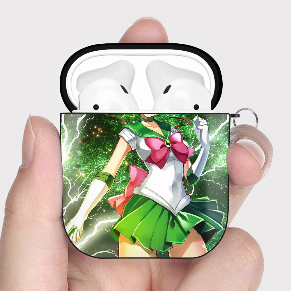 （画像用） 美少女戦士セーラームーン Sailor Moon AirPods 第2世代保護ケース ハードシェル ブラック 耐衝撃・防指紋・カラビナ付き