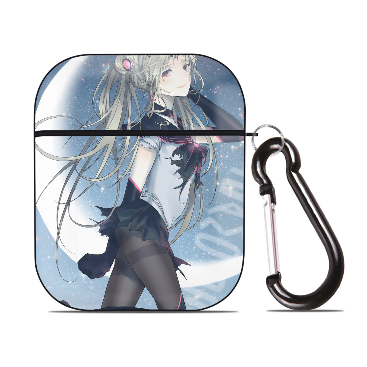 （画像用） 美少女戦士セーラームーン Sailor Moon AirPods 第2世代保護ケース ハードシェル ブラック 耐衝撃・防指紋・カラビナ付き