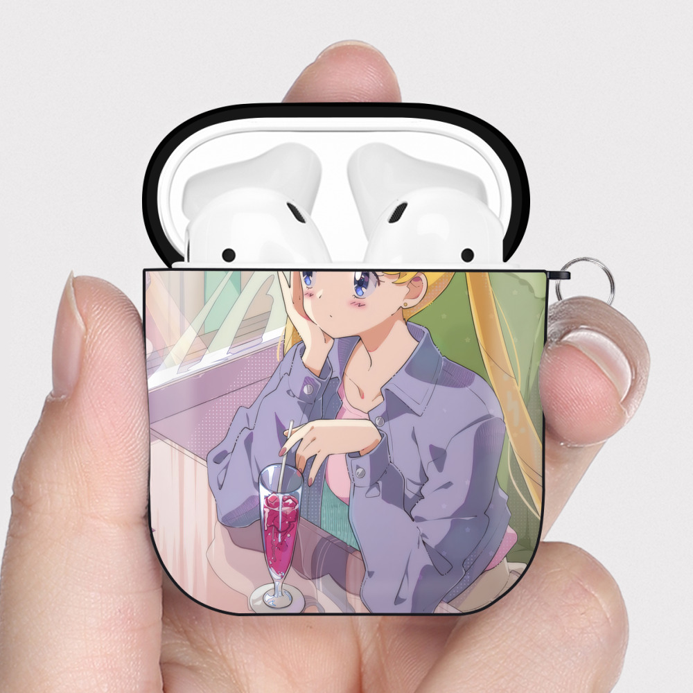 （画像用） 美少女戦士セーラームーン Sailor Moon AirPods 第2世代保護ケース ハードシェル ブラック 耐衝撃・防指紋・カラビナ付き