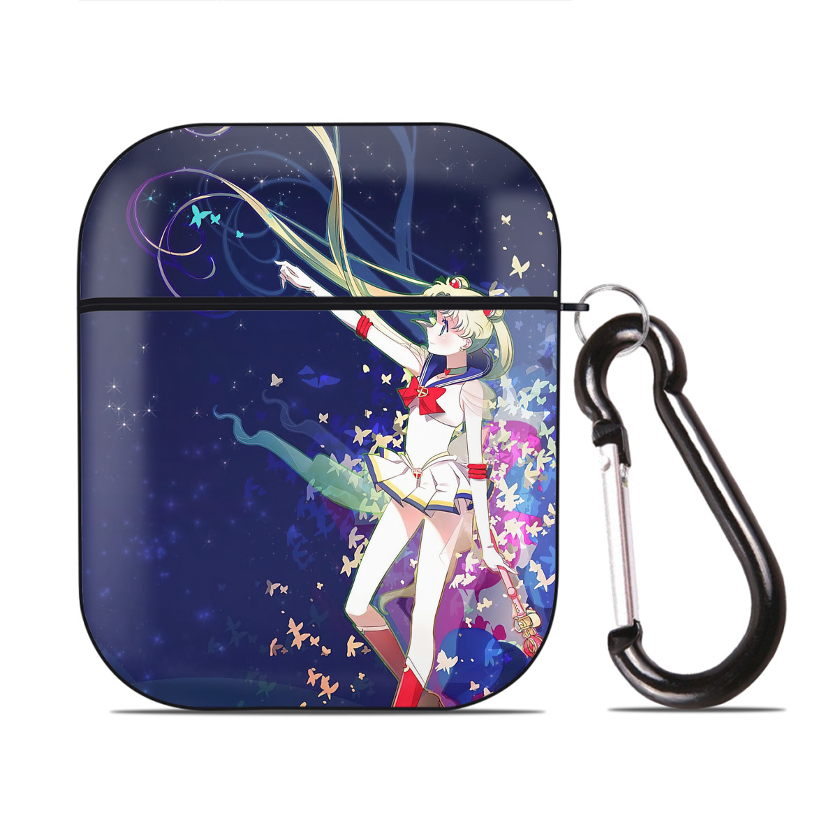 （画像用） 美少女戦士セーラームーン Sailor Moon AirPods 第2世代保護ケース ハードシェル ブラック 耐衝撃・防指紋・カラビナ付き