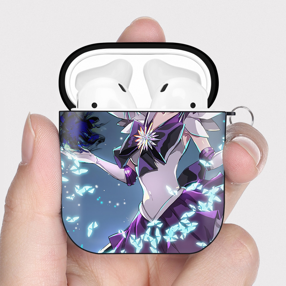 （画像用） 美少女戦士セーラームーン Sailor Moon AirPods 第2世代保護ケース ハードシェル ブラック 耐衝撃・防指紋・カラビナ付き