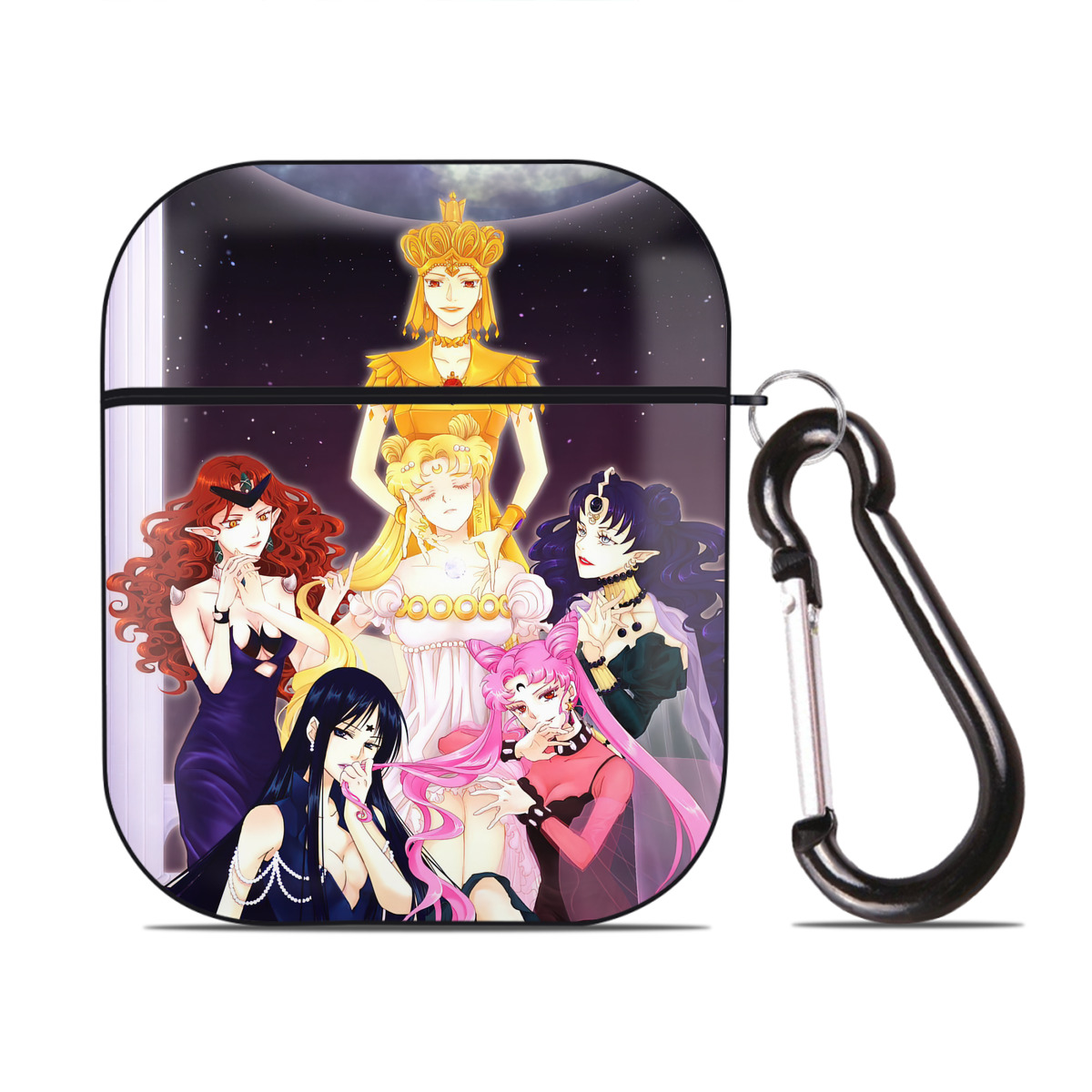 （画像用） 美少女戦士セーラームーン Sailor Moon AirPods 第2世代保護ケース ハードシェル ブラック 耐衝撃・防指紋・カラビナ付き