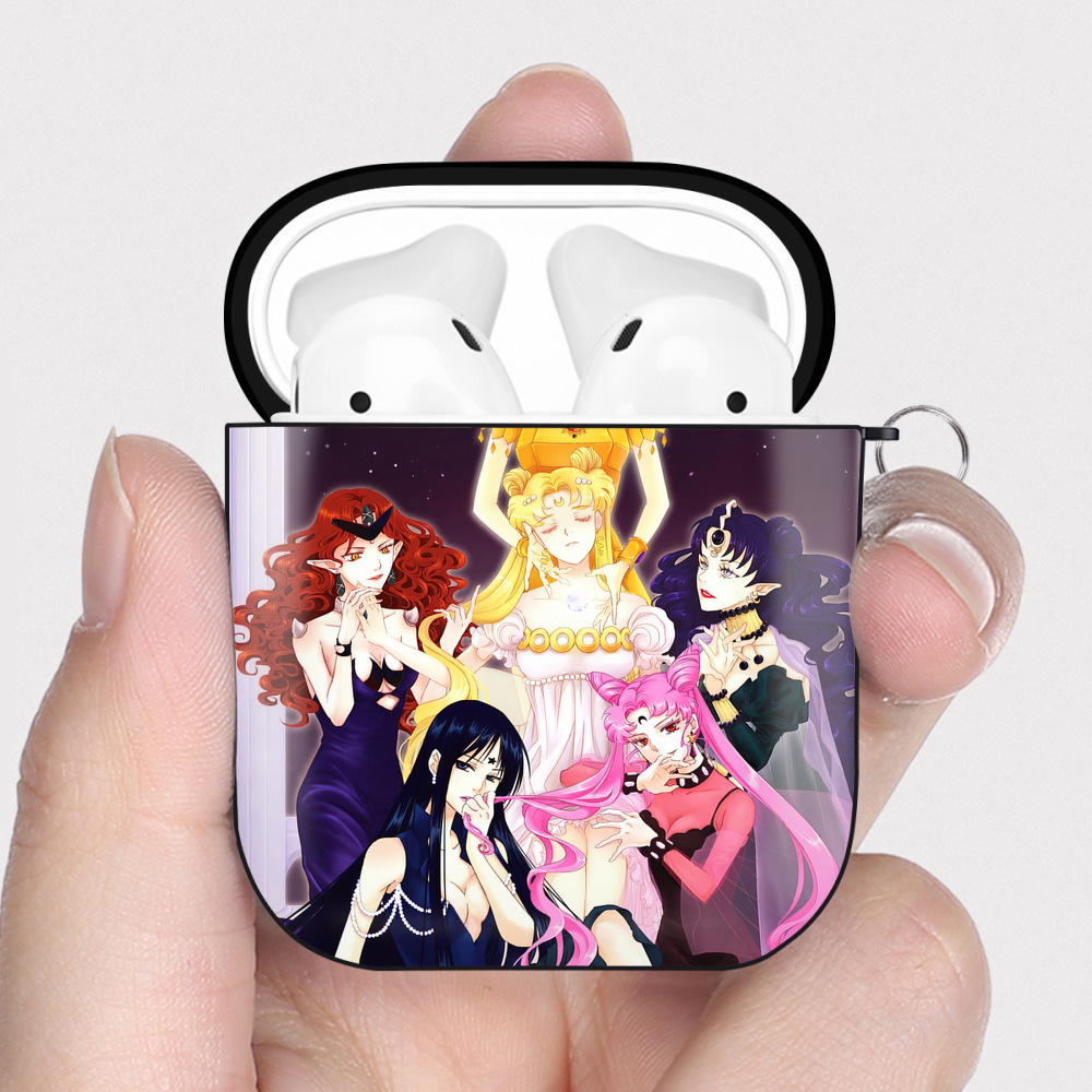 （画像用） 美少女戦士セーラームーン Sailor Moon AirPods 第2世代保護ケース ハードシェル ブラック 耐衝撃・防指紋・カラビナ付き