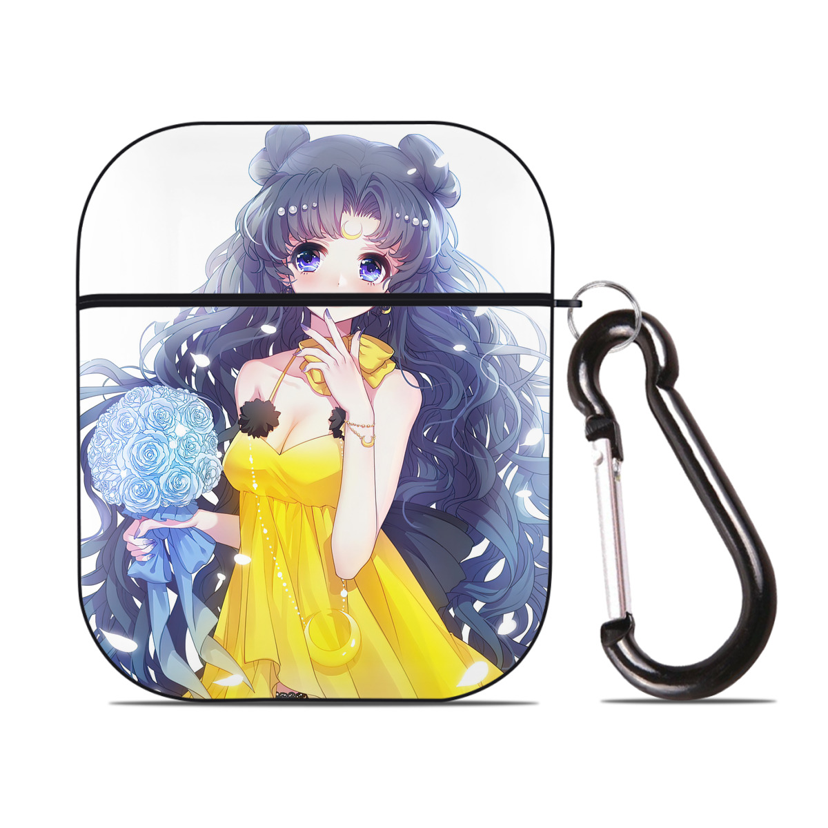 （画像用） 美少女戦士セーラームーン Sailor Moon AirPods 第2世代保護ケース ハードシェル ブラック 耐衝撃・防指紋・カラビナ付き