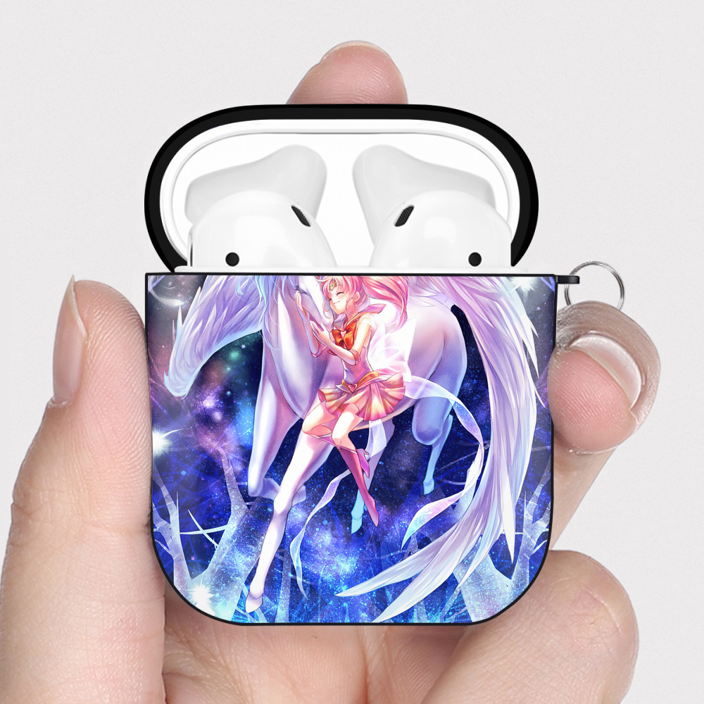 （画像用） 美少女戦士セーラームーン Sailor Moon AirPods 第2世代保護ケース ハードシェル ブラック 耐衝撃・防指紋・カラビナ付き