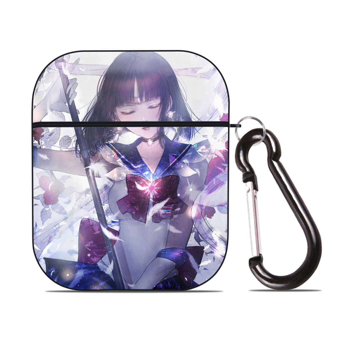 （画像用） 美少女戦士セーラームーン Sailor Moon AirPods 第2世代保護ケース ハードシェル ブラック 耐衝撃・防指紋・カラビナ付き