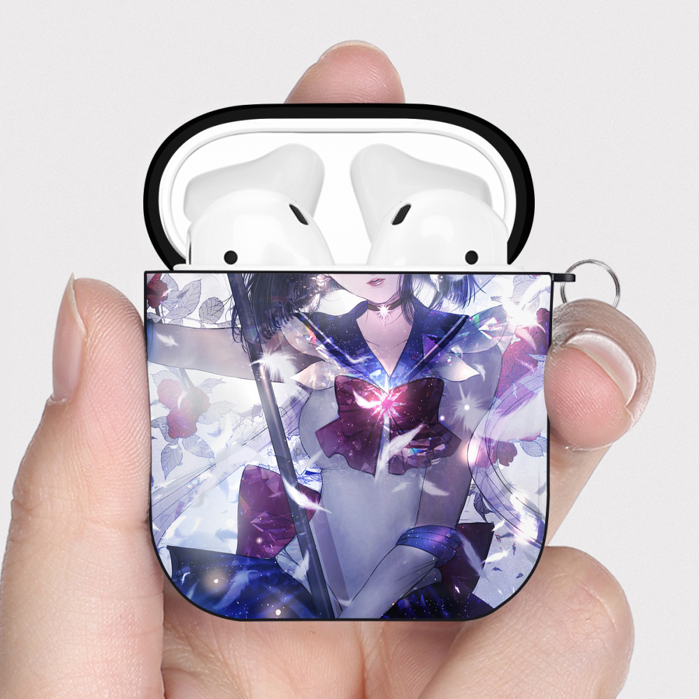 （画像用） 美少女戦士セーラームーン Sailor Moon AirPods 第2世代保護ケース ハードシェル ブラック 耐衝撃・防指紋・カラビナ付き
