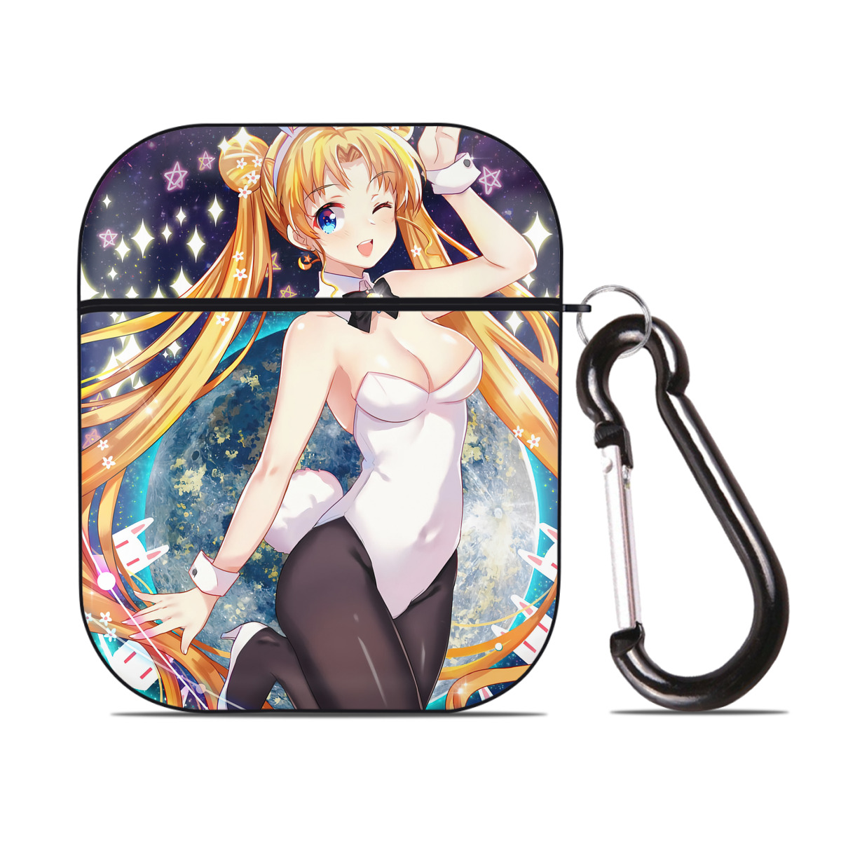 （画像用） 美少女戦士セーラームーン Sailor Moon AirPods 第2世代保護ケース ハードシェル ブラック 耐衝撃・防指紋・カラビナ付き