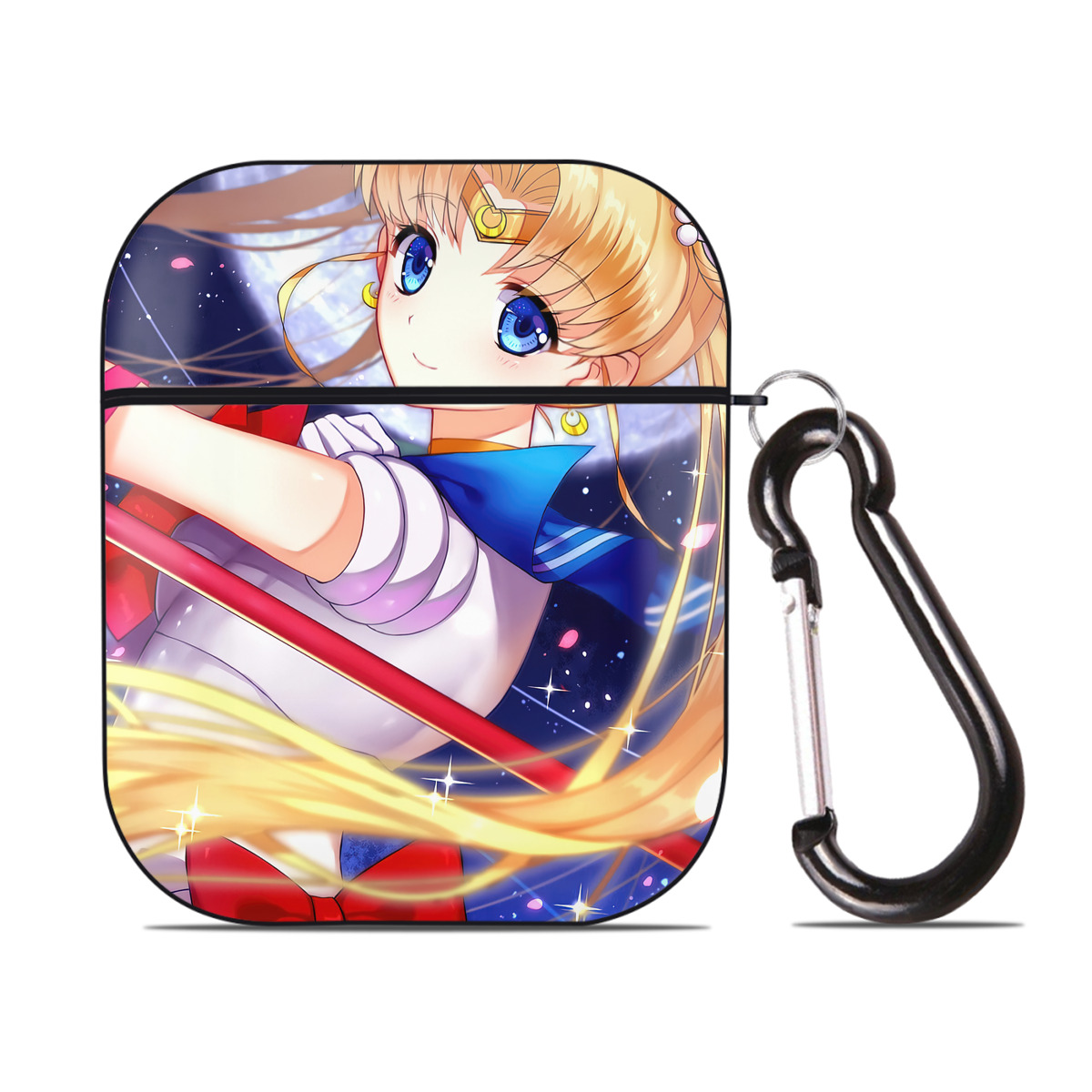 （画像用） 美少女戦士セーラームーン Sailor Moon AirPods 第2世代保護ケース ハードシェル ブラック 耐衝撃・防指紋・カラビナ付き