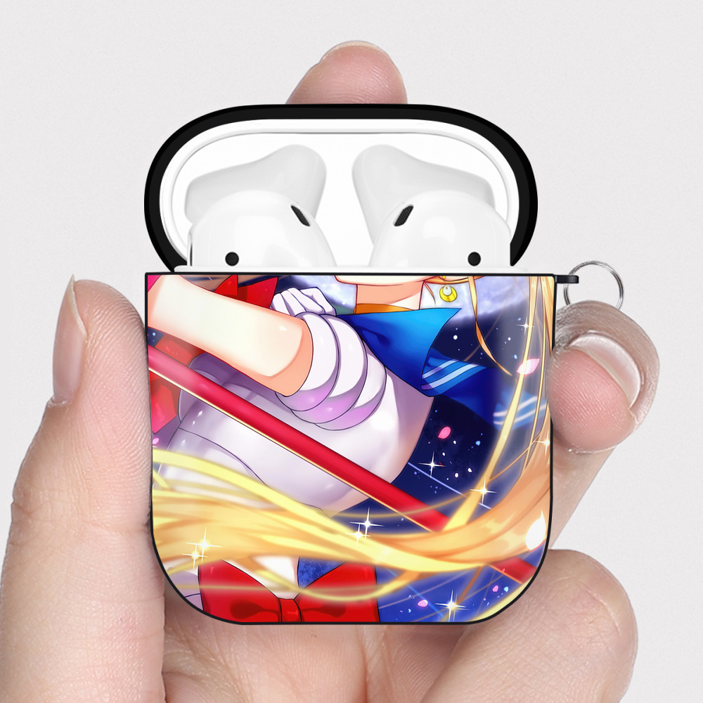 （画像用） 美少女戦士セーラームーン Sailor Moon AirPods 第2世代保護ケース ハードシェル ブラック 耐衝撃・防指紋・カラビナ付き
