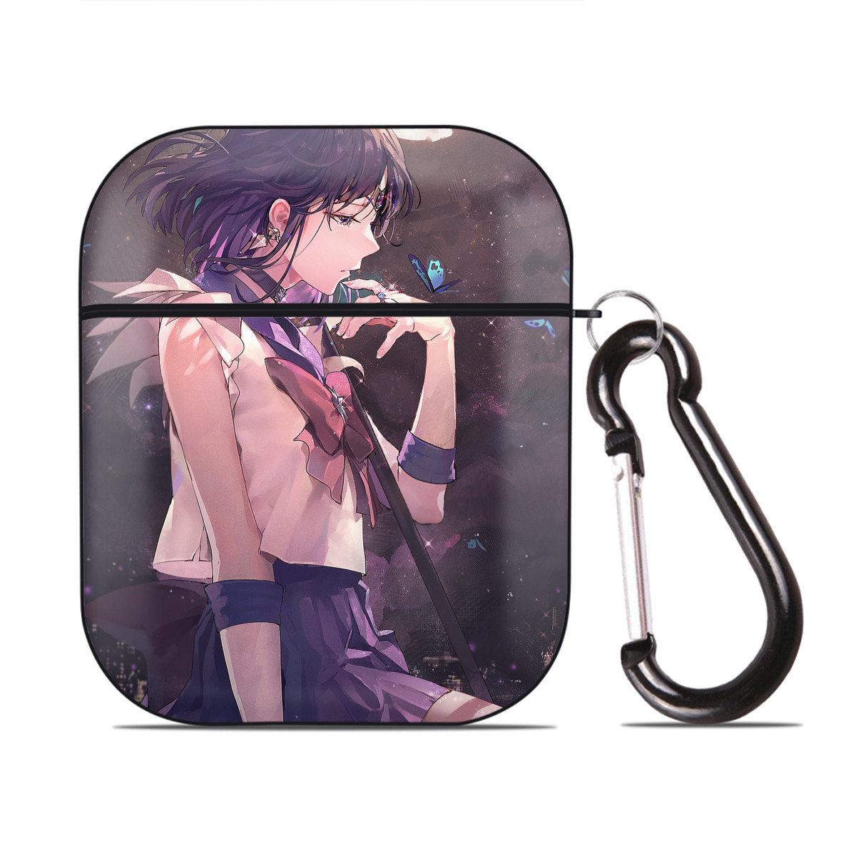 （画像用） 美少女戦士セーラームーン Sailor Moon AirPods 第2世代保護ケース ハードシェル ブラック 耐衝撃・防指紋・カラビナ付き
