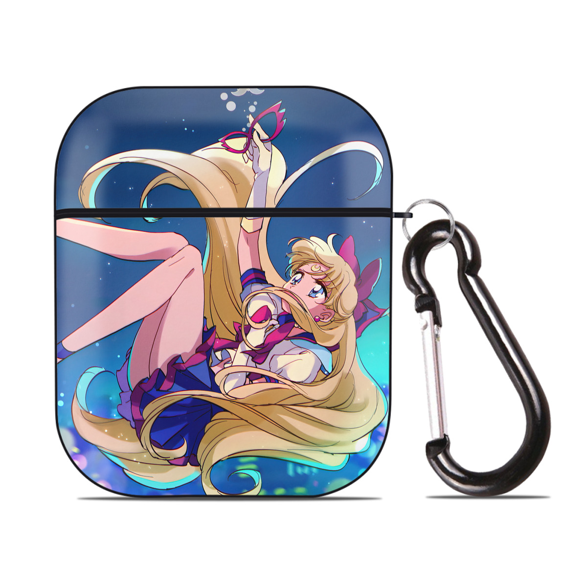（画像用） 美少女戦士セーラームーン Sailor Moon AirPods 第2世代保護ケース ハードシェル ブラック 耐衝撃・防指紋・カラビナ付き