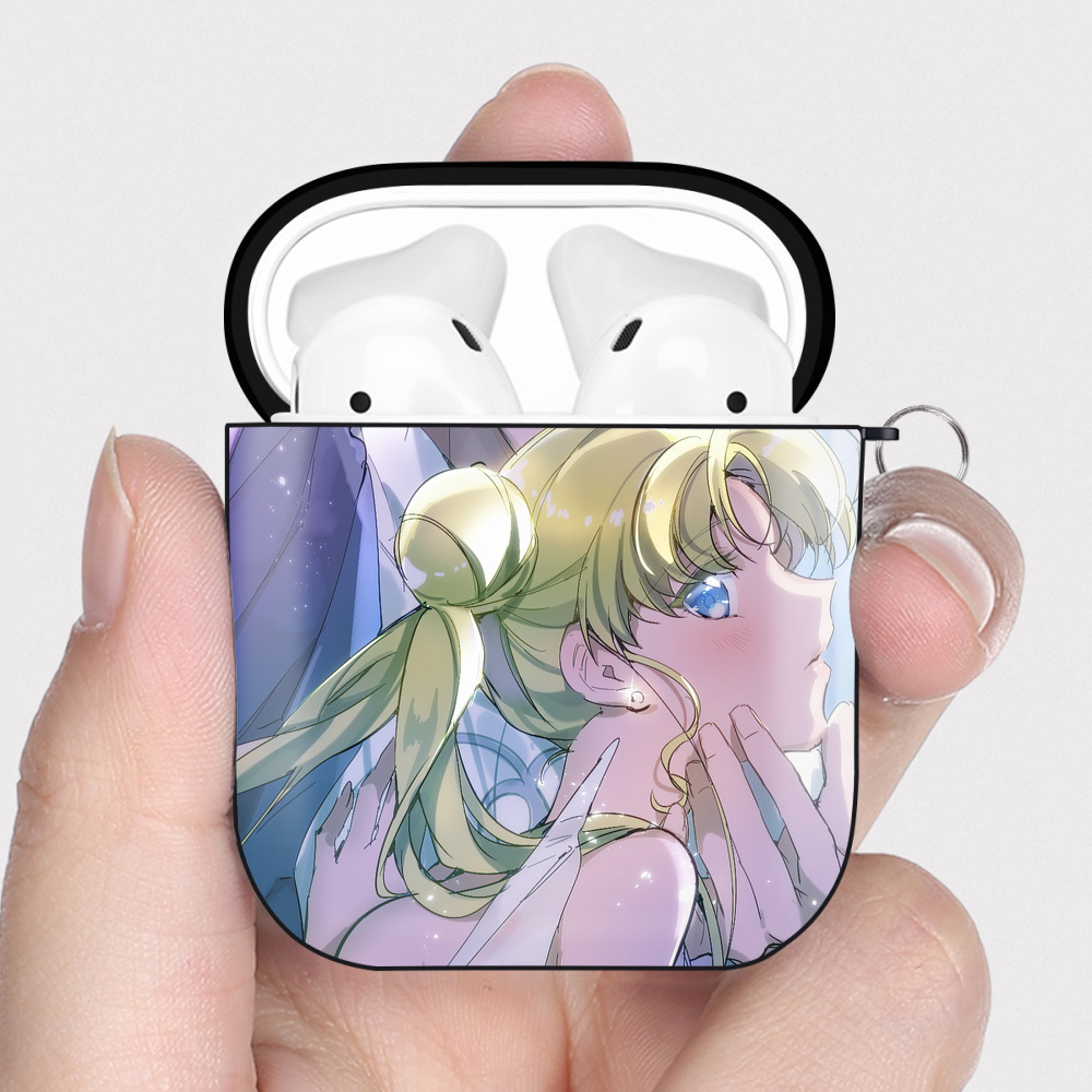 （画像用） 美少女戦士セーラームーン Sailor Moon AirPods 第2世代保護ケース ハードシェル ブラック 耐衝撃・防指紋・カラビナ付き