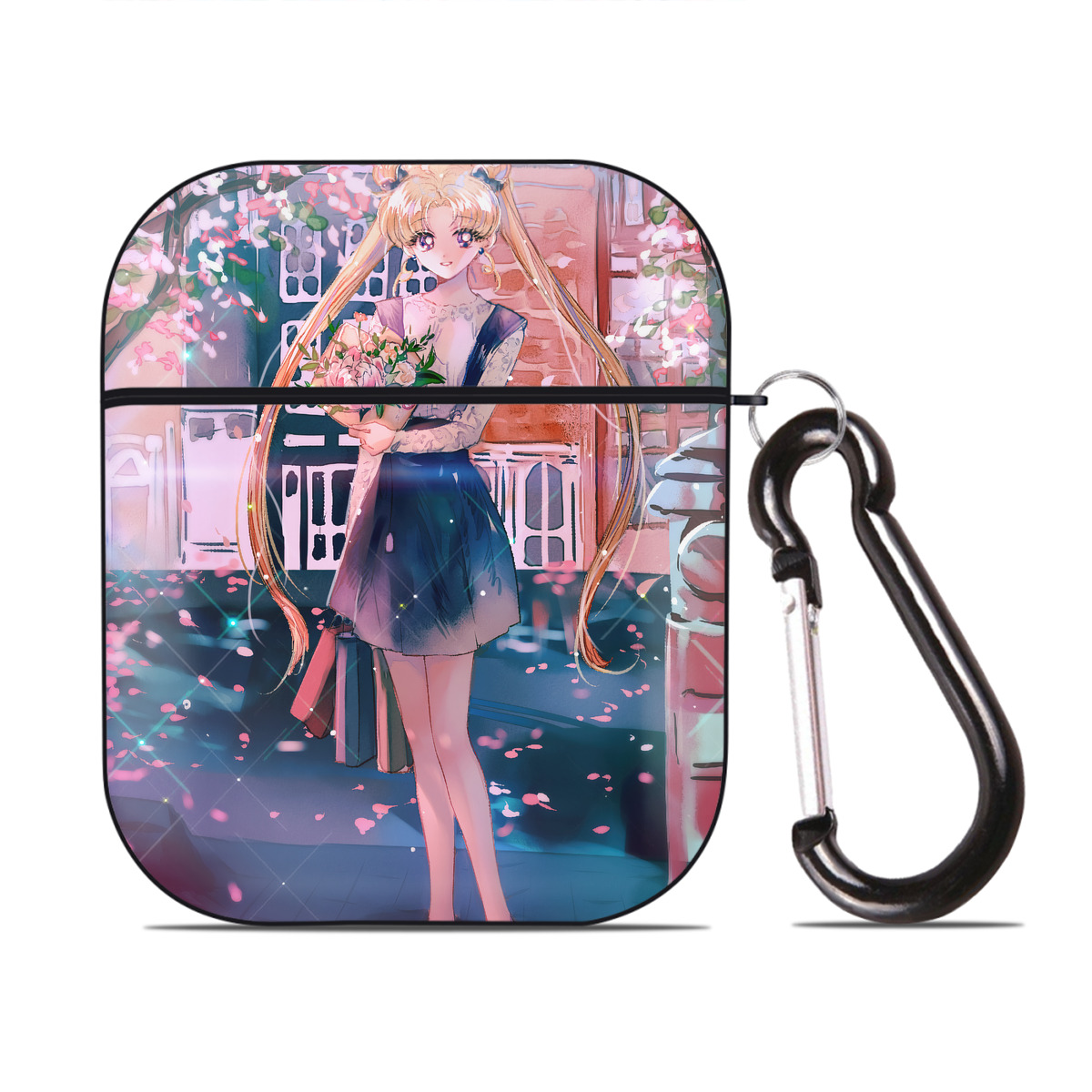 （画像用） 美少女戦士セーラームーン Sailor Moon AirPods 第2世代保護ケース ハードシェル ブラック 耐衝撃・防指紋・カラビナ付き