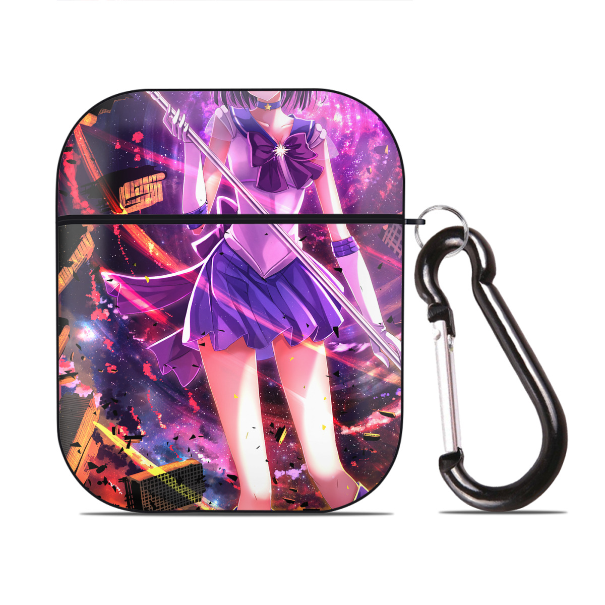（画像用） 美少女戦士セーラームーン Sailor Moon AirPods 第2世代保護ケース ハードシェル ブラック 耐衝撃・防指紋・カラビナ付き
