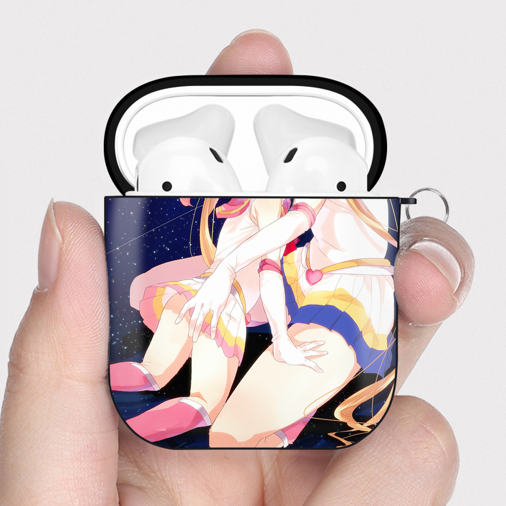 （画像用） 美少女戦士セーラームーン Sailor Moon AirPods 第2世代保護ケース ハードシェル ブラック 耐衝撃・防指紋・カラビナ付き