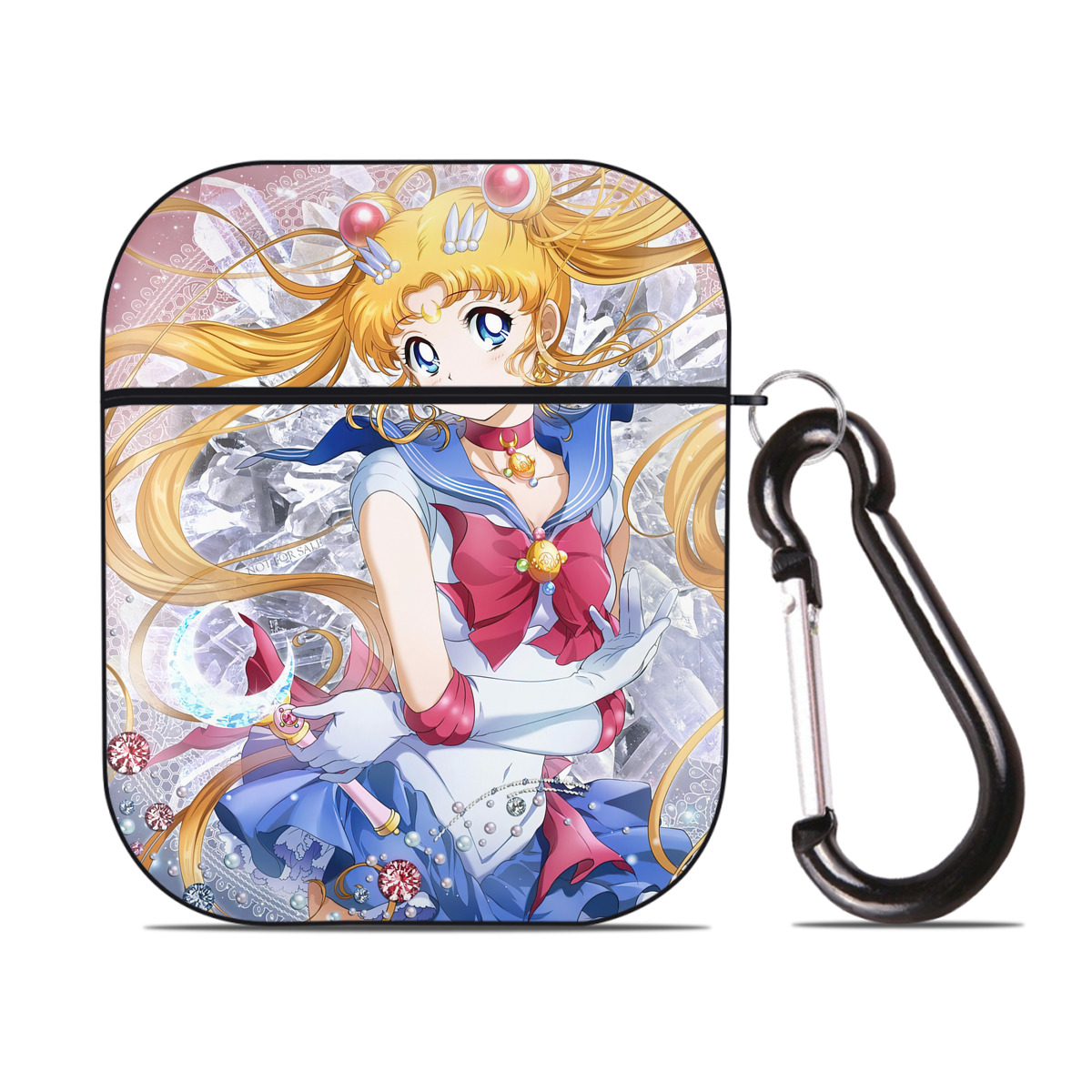 （画像用） 美少女戦士セーラームーン Sailor Moon AirPods 第2世代保護ケース ハードシェル ブラック 耐衝撃・防指紋・カラビナ付き