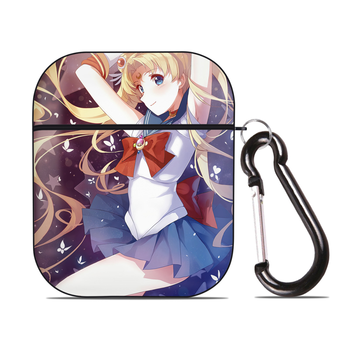 （画像用） 美少女戦士セーラームーン Sailor Moon AirPods 第2世代保護ケース ハードシェル ブラック 耐衝撃・防指紋・カラビナ付き