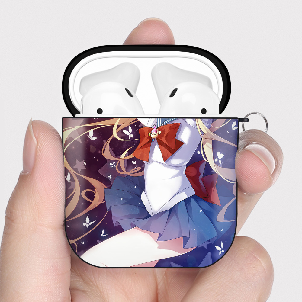 （画像用） 美少女戦士セーラームーン Sailor Moon AirPods 第2世代保護ケース ハードシェル ブラック 耐衝撃・防指紋・カラビナ付き