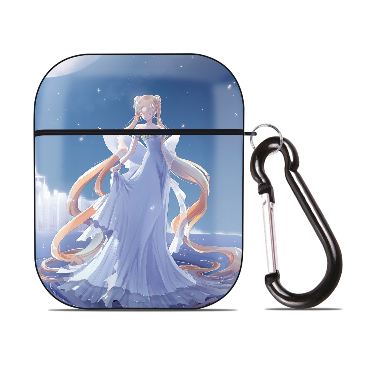 （画像用） 美少女戦士セーラームーン Sailor Moon AirPods 第2世代保護ケース ハードシェル ブラック 耐衝撃・防指紋・カラビナ付き