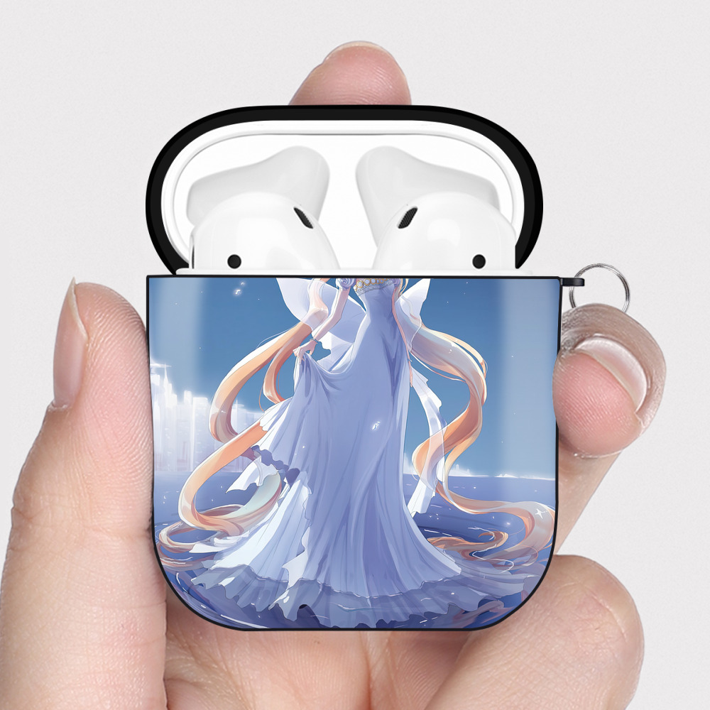 （画像用） 美少女戦士セーラームーン Sailor Moon AirPods 第2世代保護ケース ハードシェル ブラック 耐衝撃・防指紋・カラビナ付き