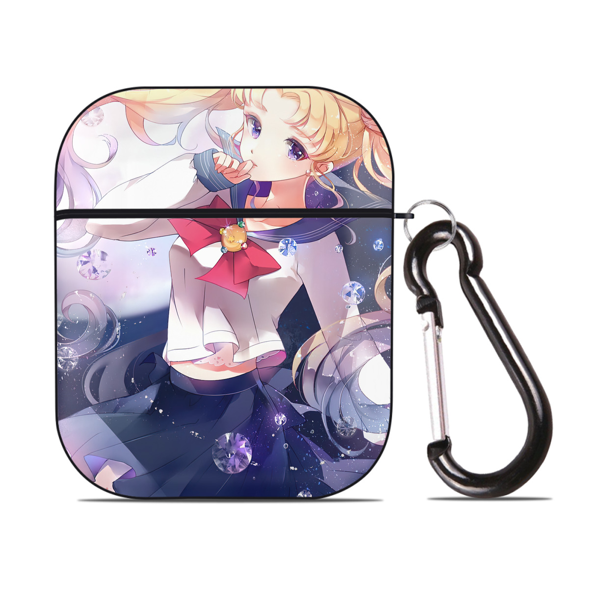 （画像用） 美少女戦士セーラームーン Sailor Moon AirPods 第2世代保護ケース ハードシェル ブラック 耐衝撃・防指紋・カラビナ付き