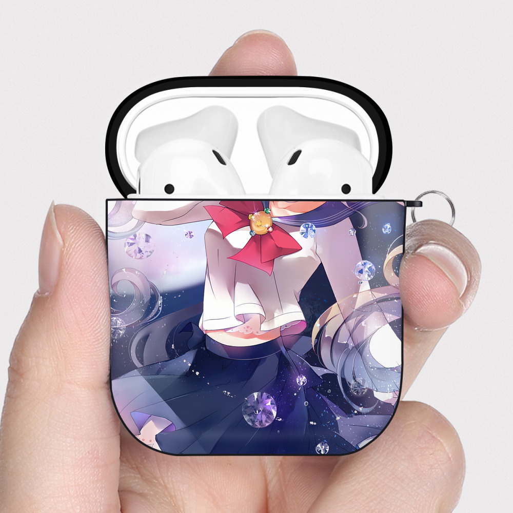 （画像用） 美少女戦士セーラームーン Sailor Moon AirPods 第2世代保護ケース ハードシェル ブラック 耐衝撃・防指紋・カラビナ付き
