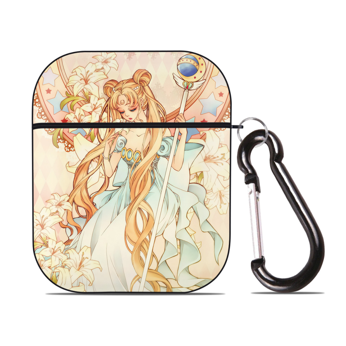 （画像用） 美少女戦士セーラームーン Sailor Moon AirPods 第2世代保護ケース ハードシェル ブラック 耐衝撃・防指紋・カラビナ付き