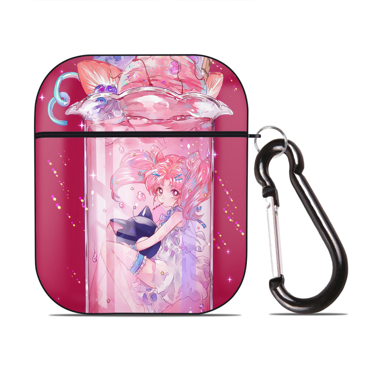 （画像用） 美少女戦士セーラームーン Sailor Moon AirPods 第2世代保護ケース ハードシェル ブラック 耐衝撃・防指紋・カラビナ付き
