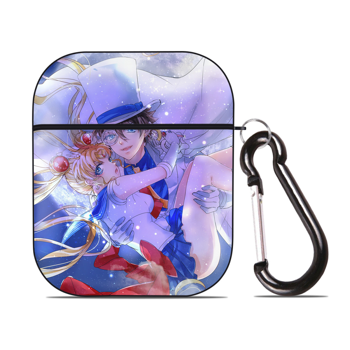 （画像用） 美少女戦士セーラームーン Sailor Moon AirPods 第2世代保護ケース ハードシェル ブラック 耐衝撃・防指紋・カラビナ付き