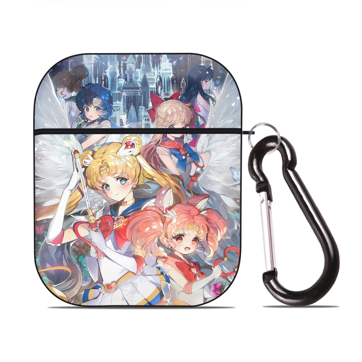 （画像用） 美少女戦士セーラームーン Sailor Moon AirPods 第2世代保護ケース ハードシェル ブラック 耐衝撃・防指紋・カラビナ付き