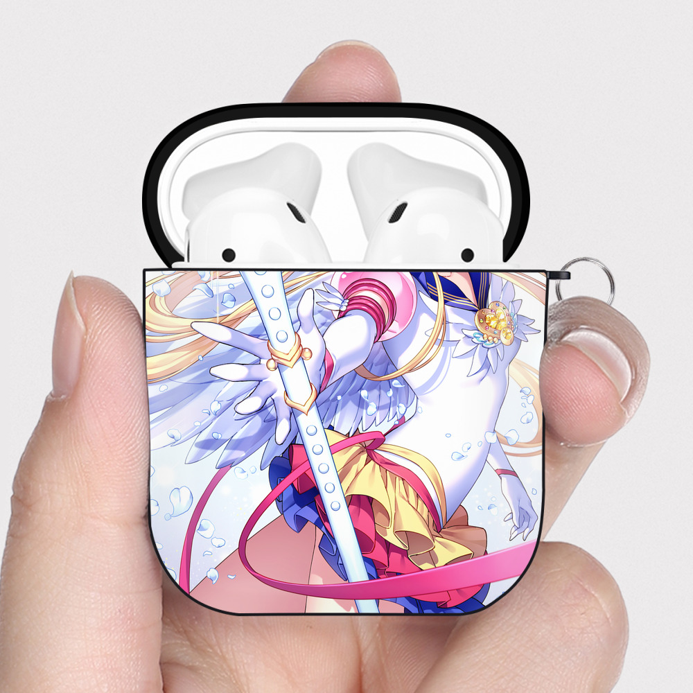 （画像用） 美少女戦士セーラームーン Sailor Moon AirPods 第2世代保護ケース ハードシェル ブラック 耐衝撃・防指紋・カラビナ付き