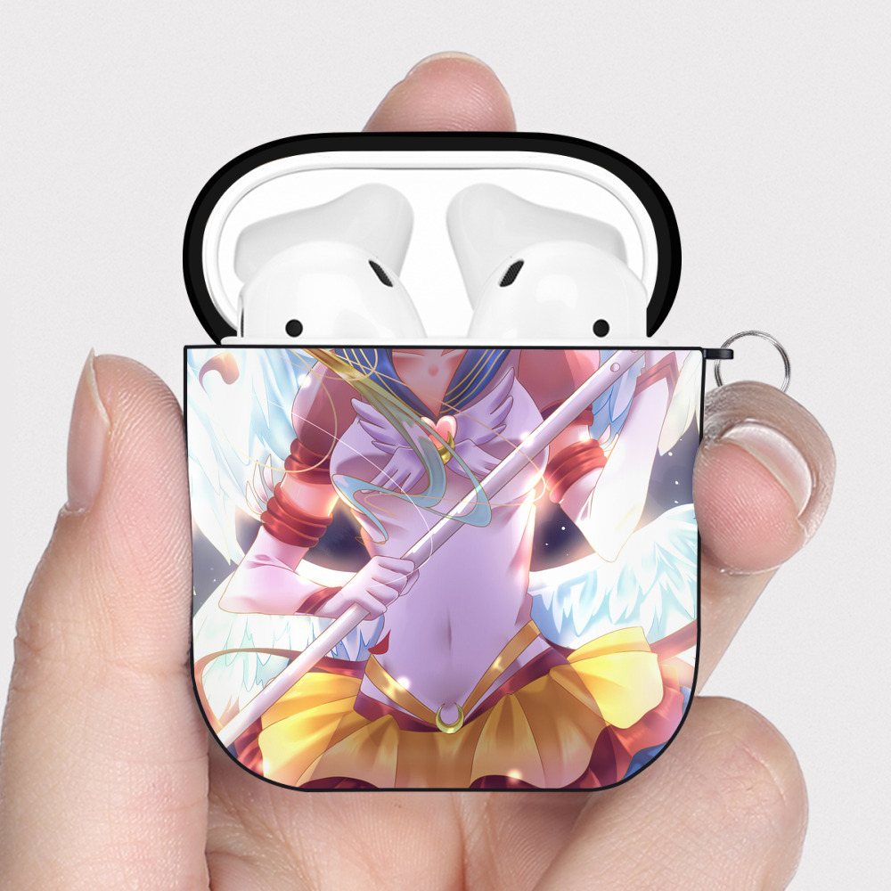（画像用） 美少女戦士セーラームーン Sailor Moon AirPods 第2世代保護ケース ハードシェル ブラック 耐衝撃・防指紋・カラビナ付き