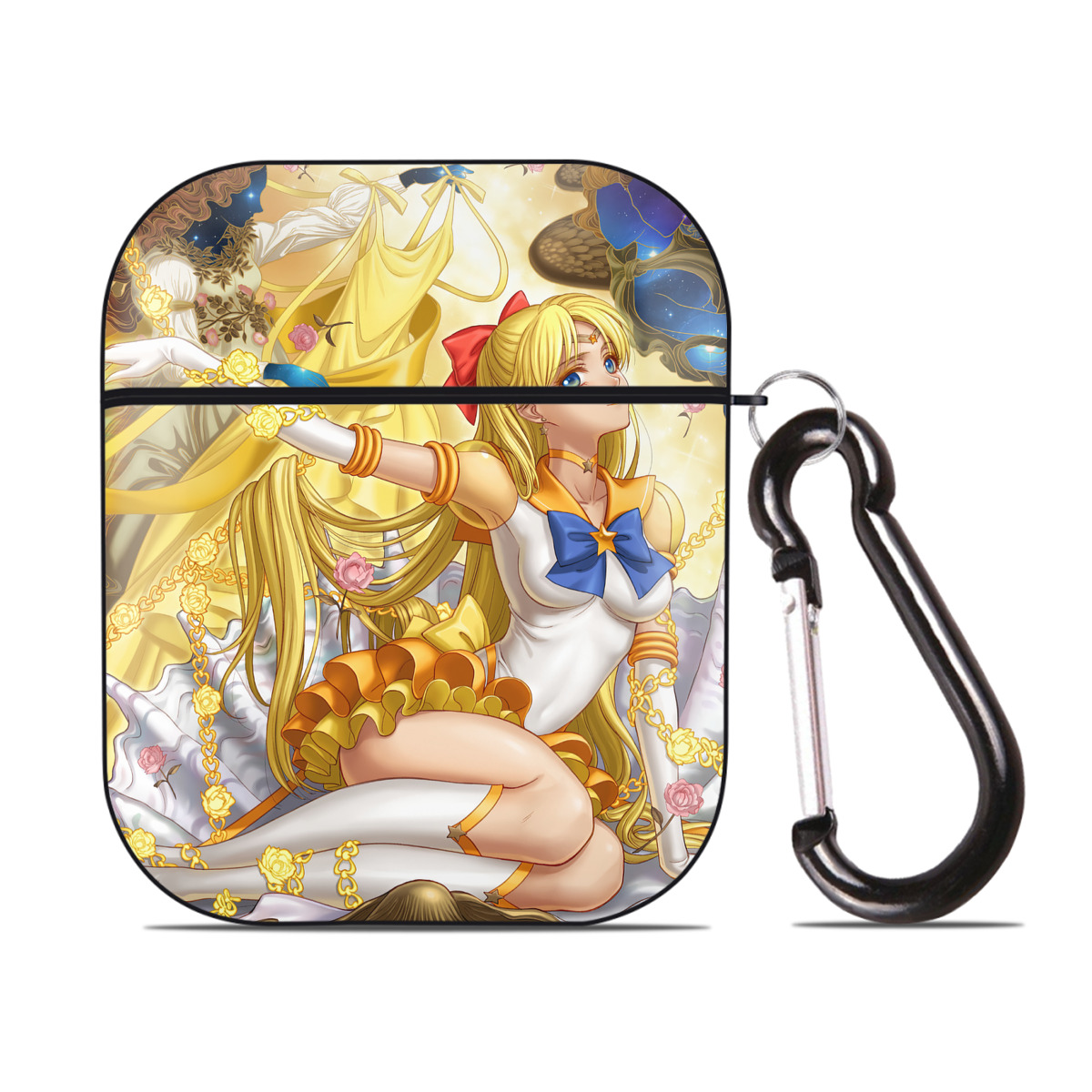 （画像用） 美少女戦士セーラームーン Sailor Moon AirPods 第2世代保護ケース ハードシェル ブラック 耐衝撃・防指紋・カラビナ付き