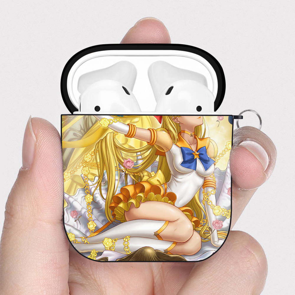 （画像用） 美少女戦士セーラームーン Sailor Moon AirPods 第2世代保護ケース ハードシェル ブラック 耐衝撃・防指紋・カラビナ付き
