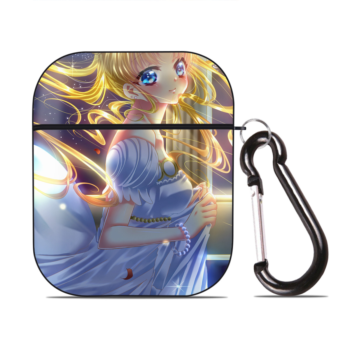 （画像用） 美少女戦士セーラームーン Sailor Moon AirPods 第2世代保護ケース ハードシェル ブラック 耐衝撃・防指紋・カラビナ付き