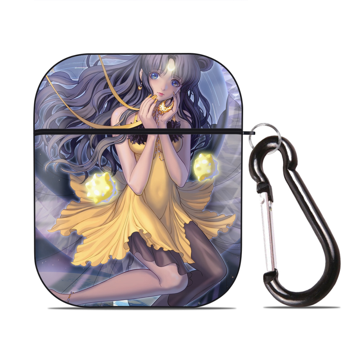 （画像用） 美少女戦士セーラームーン Sailor Moon AirPods 第2世代保護ケース ハードシェル ブラック 耐衝撃・防指紋・カラビナ付き