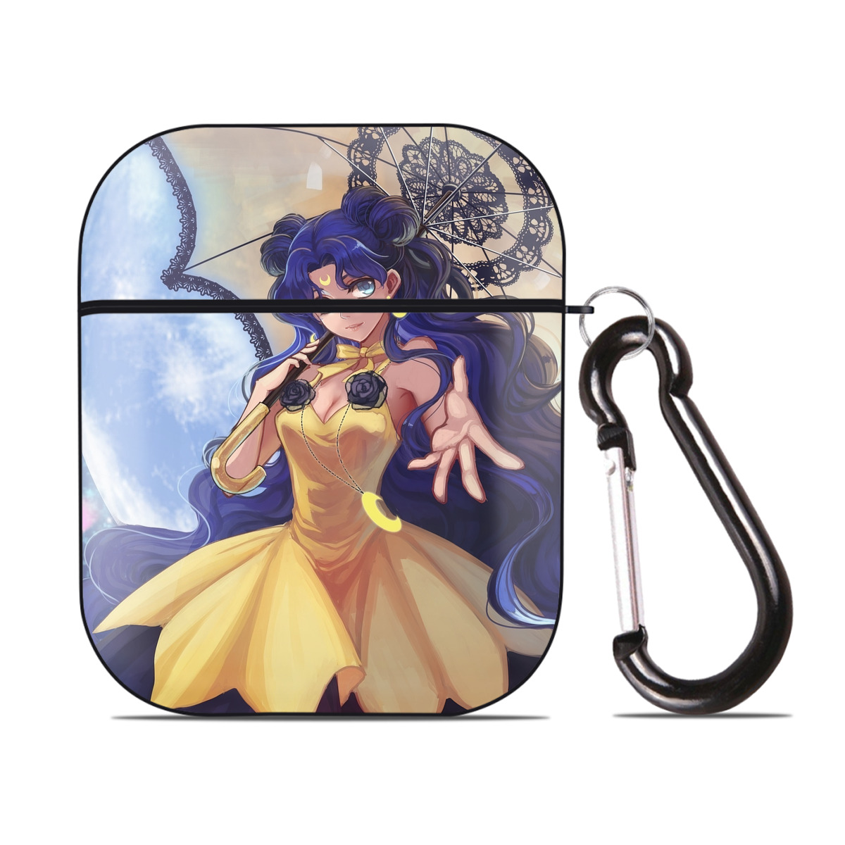 （画像用） 美少女戦士セーラームーン Sailor Moon AirPods 第2世代保護ケース ハードシェル ブラック 耐衝撃・防指紋・カラビナ付き