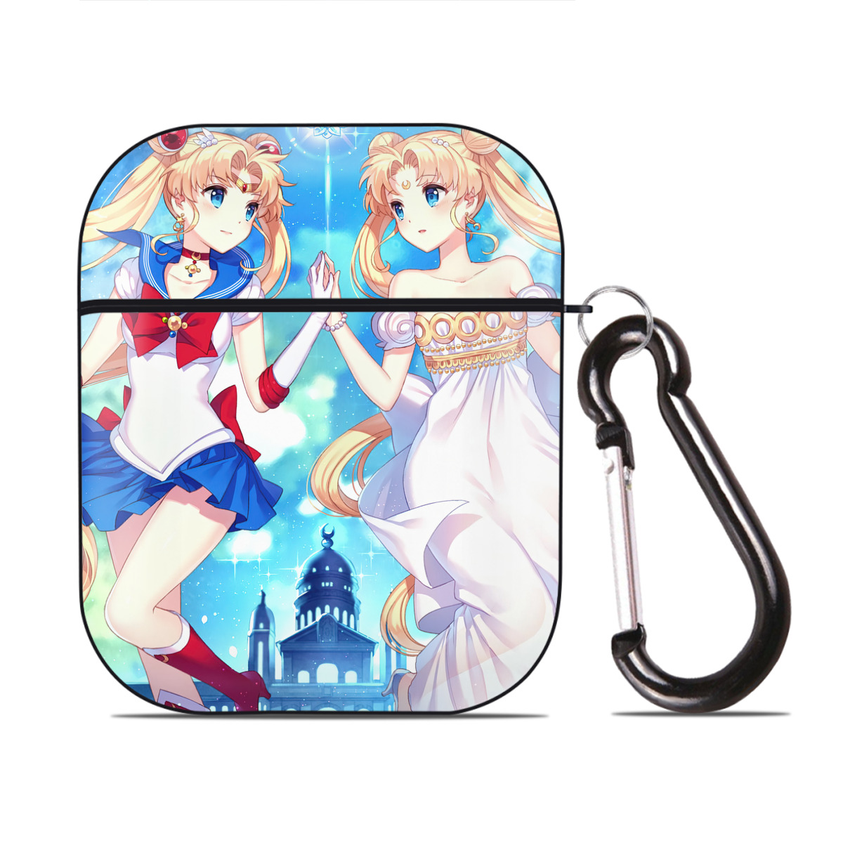 （画像用） 美少女戦士セーラームーン Sailor Moon AirPods 第2世代保護ケース ハードシェル ブラック 耐衝撃・防指紋・カラビナ付き