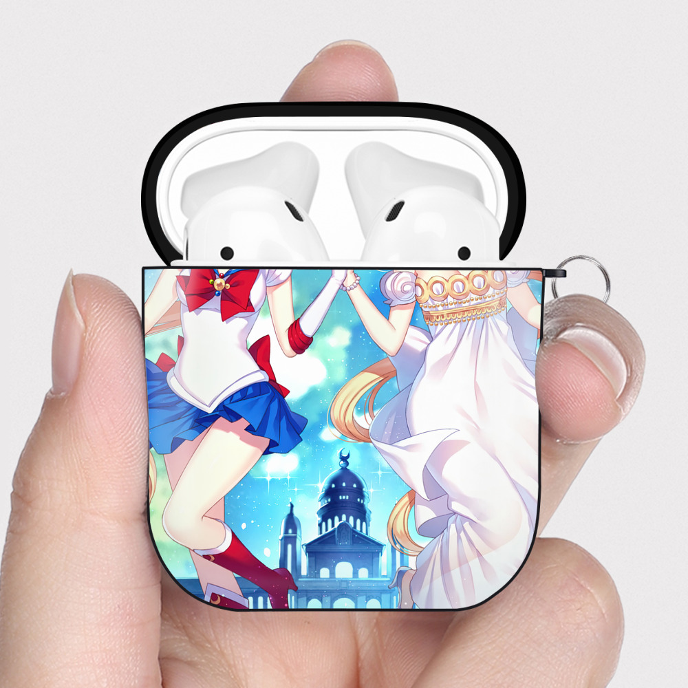 （画像用） 美少女戦士セーラームーン Sailor Moon AirPods 第2世代保護ケース ハードシェル ブラック 耐衝撃・防指紋・カラビナ付き
