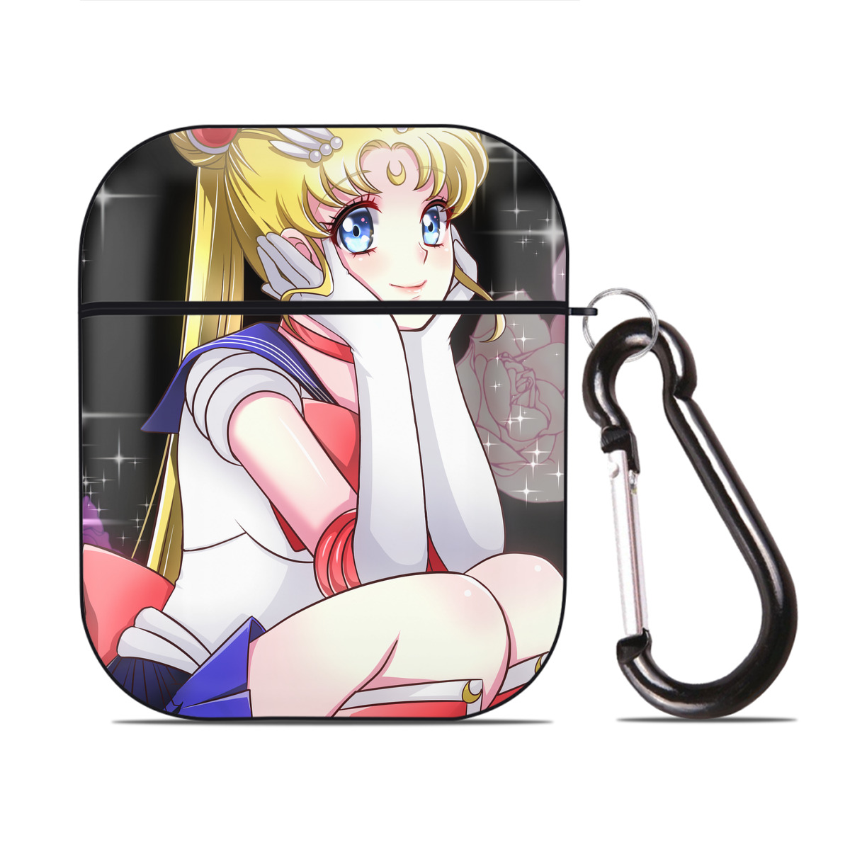 （画像用） 美少女戦士セーラームーン Sailor Moon AirPods 第2世代保護ケース ハードシェル ブラック 耐衝撃・防指紋・カラビナ付き